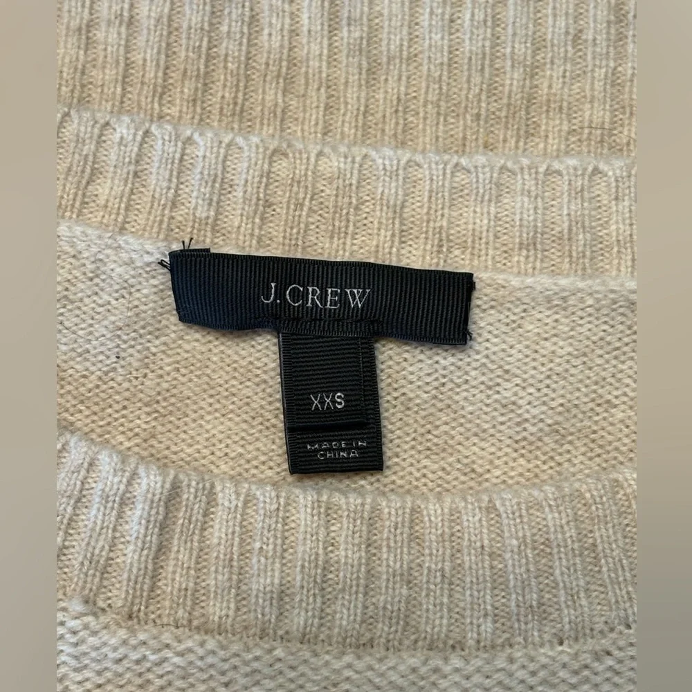 J. Crew Tan Brown Blue Knit Panel Wool Sweater NWOT